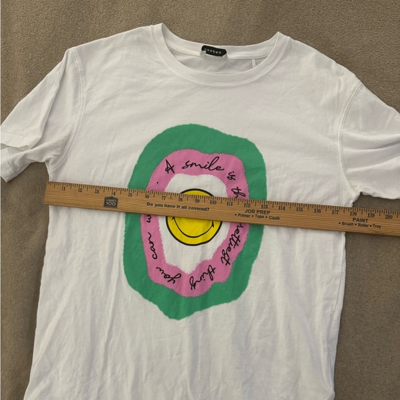 SANDRO smiley-face print T-shirt Women Size Large - Picture 6 of 8